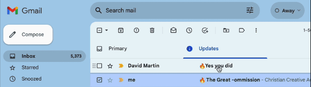 Moving email from Updates to Primary inbox